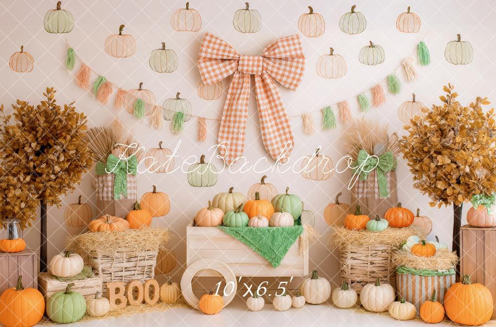 Kate Fall Pumpkin Patch Bow Garland Baskets Backdrop Designed by Patty Roberts