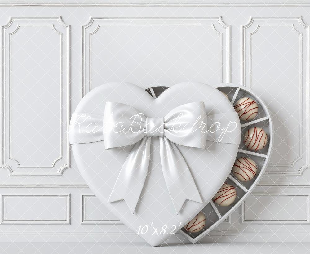 Kate Valentine's Day White Heart Chocolate Box Panel Wall Backdrop Designed by Mini MakeBelieve