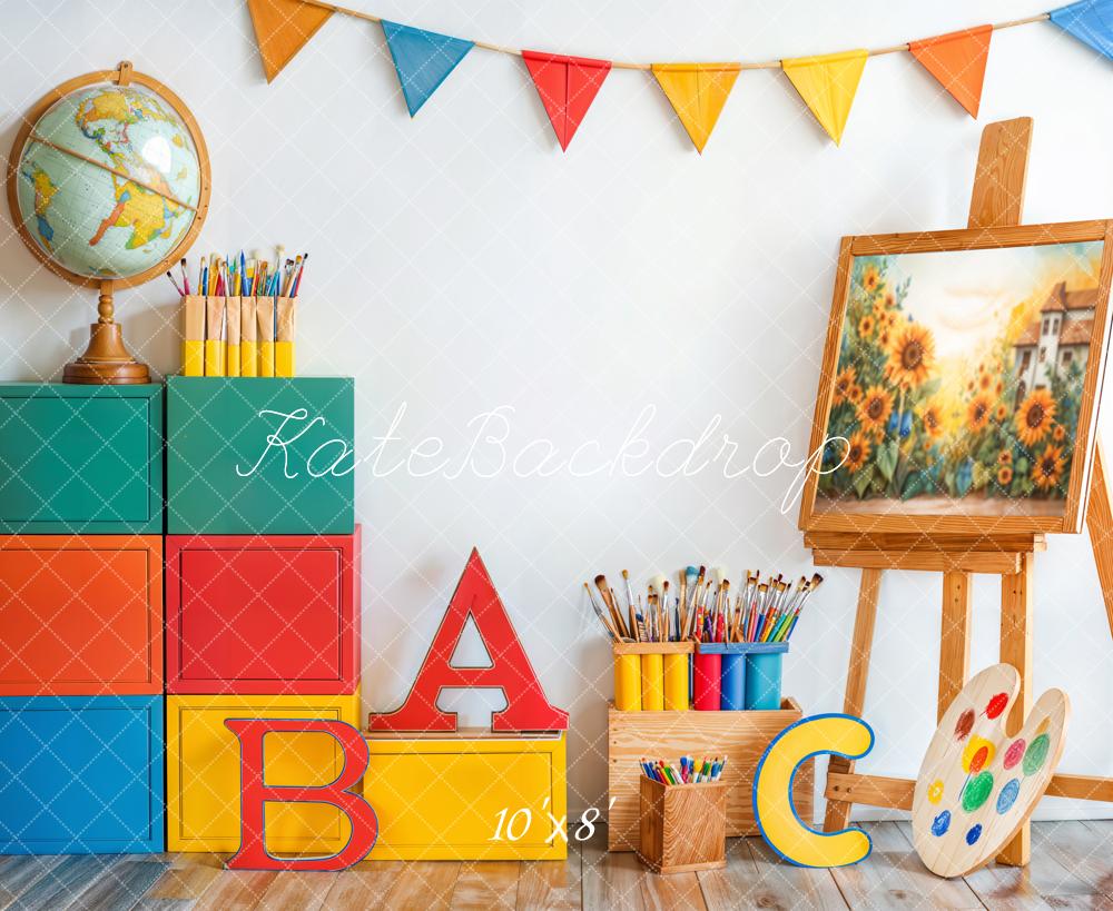 Kate School Art Painting Alphabet Blocks Backdrop Designed by Emetselch