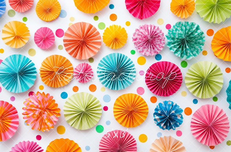 Colorful Paper Fans Party Backdrop