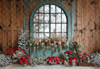 Kate Christmas Floral Window Printed Backdrop Designed by Laura Bybee