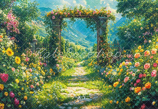 Spring Flower Arch Garden Path Foto Achtergrond Designed by Emetselch