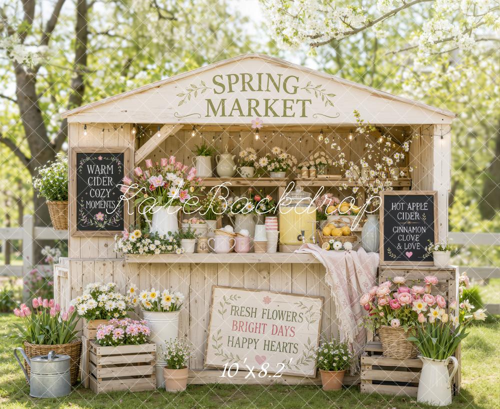 Kate Spring Flower Market Rustic Booth Outdoor Printed Backdrop Designed by Emetselch