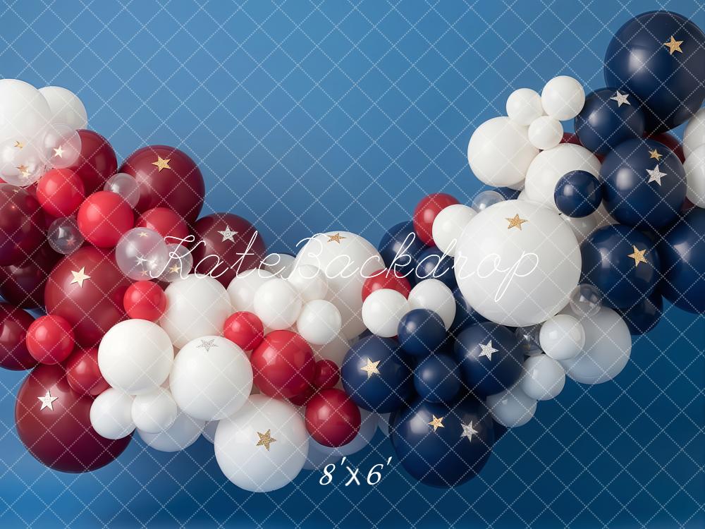 Kate Independence Day Red White Blue Balloon Garland Stars Printed Backdrop Designed by Emetselch