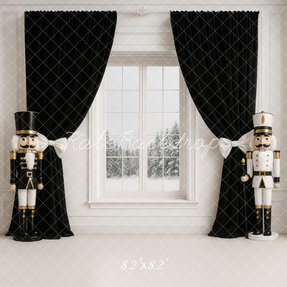 Kate Christmas Nutcracker Black Curtains Window Backdrop Designed by Ashley Paul