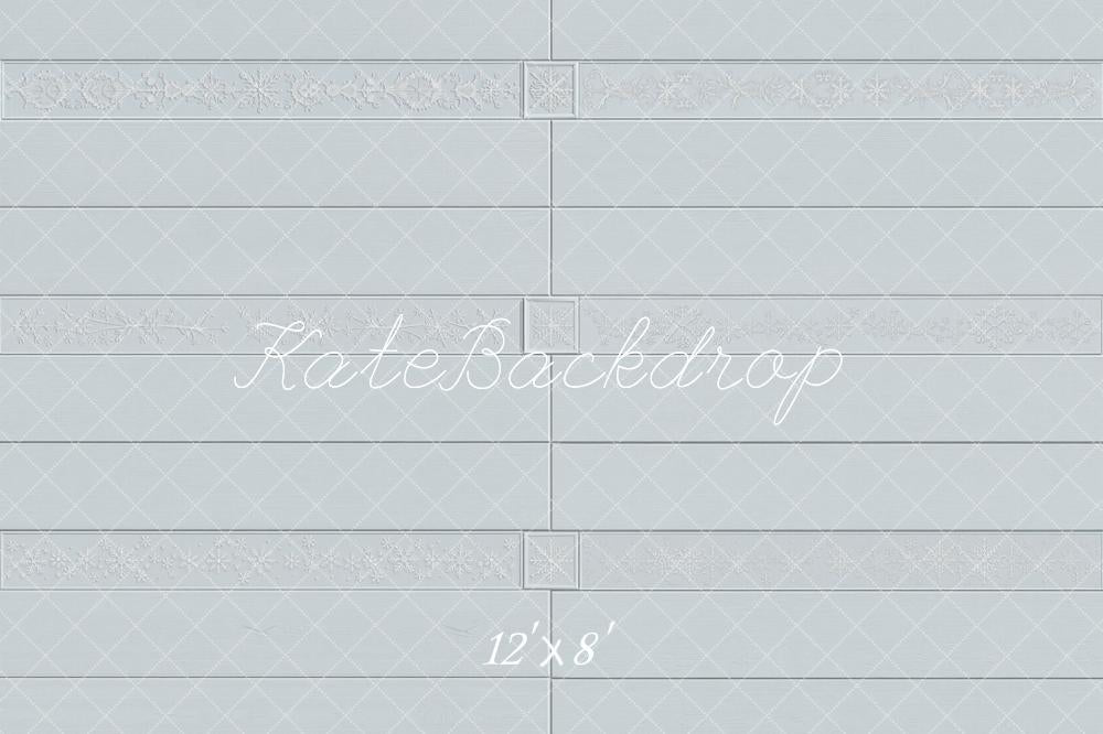 Kate Light Blue Ornate Panel Floor Printed Backdrop Designed by Emetselch