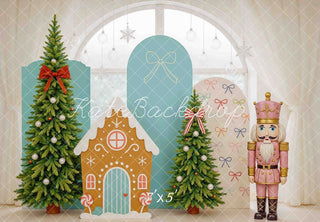 Kerstboom Notenkraker Peperkoekhuis Foto Achtergrond Ontworpen door Mini MakeBelieve