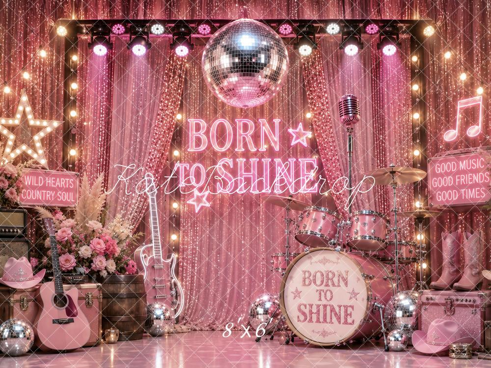 Kate Country Music Pink Disco Ball Stage Printed Backdrop Designed by Ashley Paul