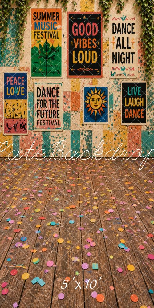 Kate Sweep Summer Festival Posters Confetti Printed Backdrop Designed by Vertigo Productions