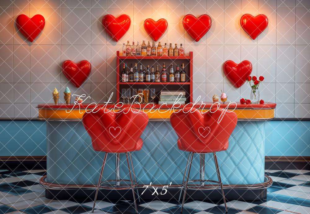 Kate Valentine Bar Retro Heart Backdrop Designed by Emetselch