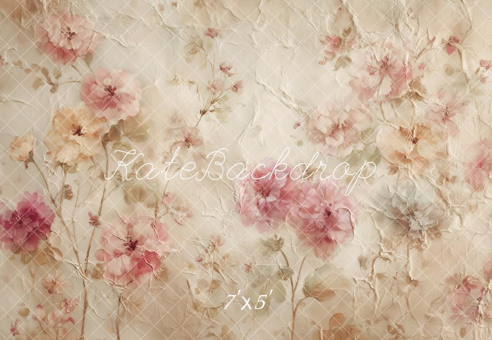 Kate Vintage Pastel Floral Abstract Texture Printed Backdrop Designed by Angela Miller