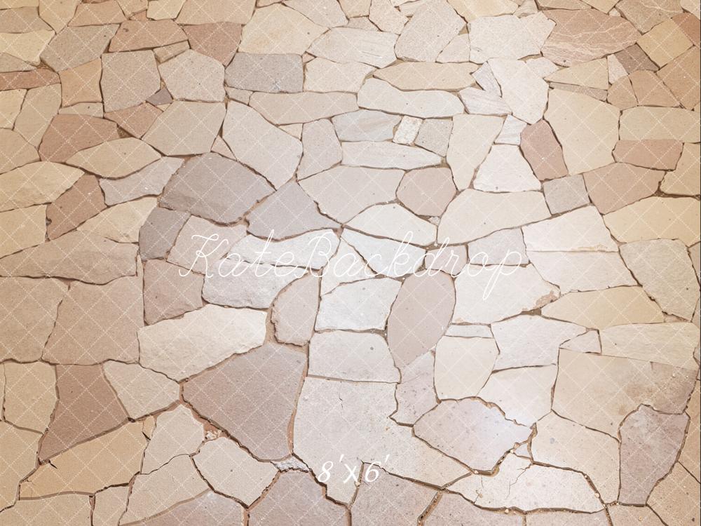 Kate Beige Stone Cobblestone Floor Backdrop Designed by Emetselch
