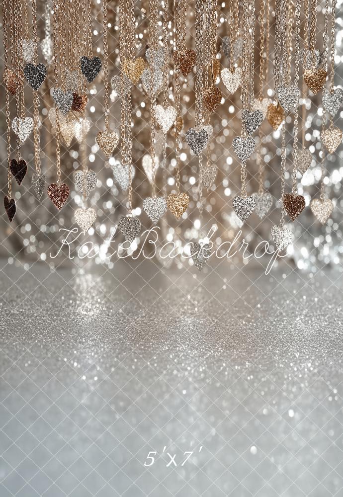 Kate Glitter Heart Chains Bokeh Backdrop Designed by Emetselch