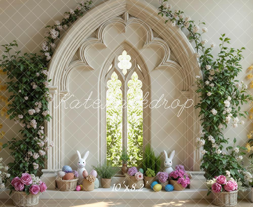 Kate Easter Bunny Floral Arch Eggs Window Backdrop Designed by Mini MakeBelieve