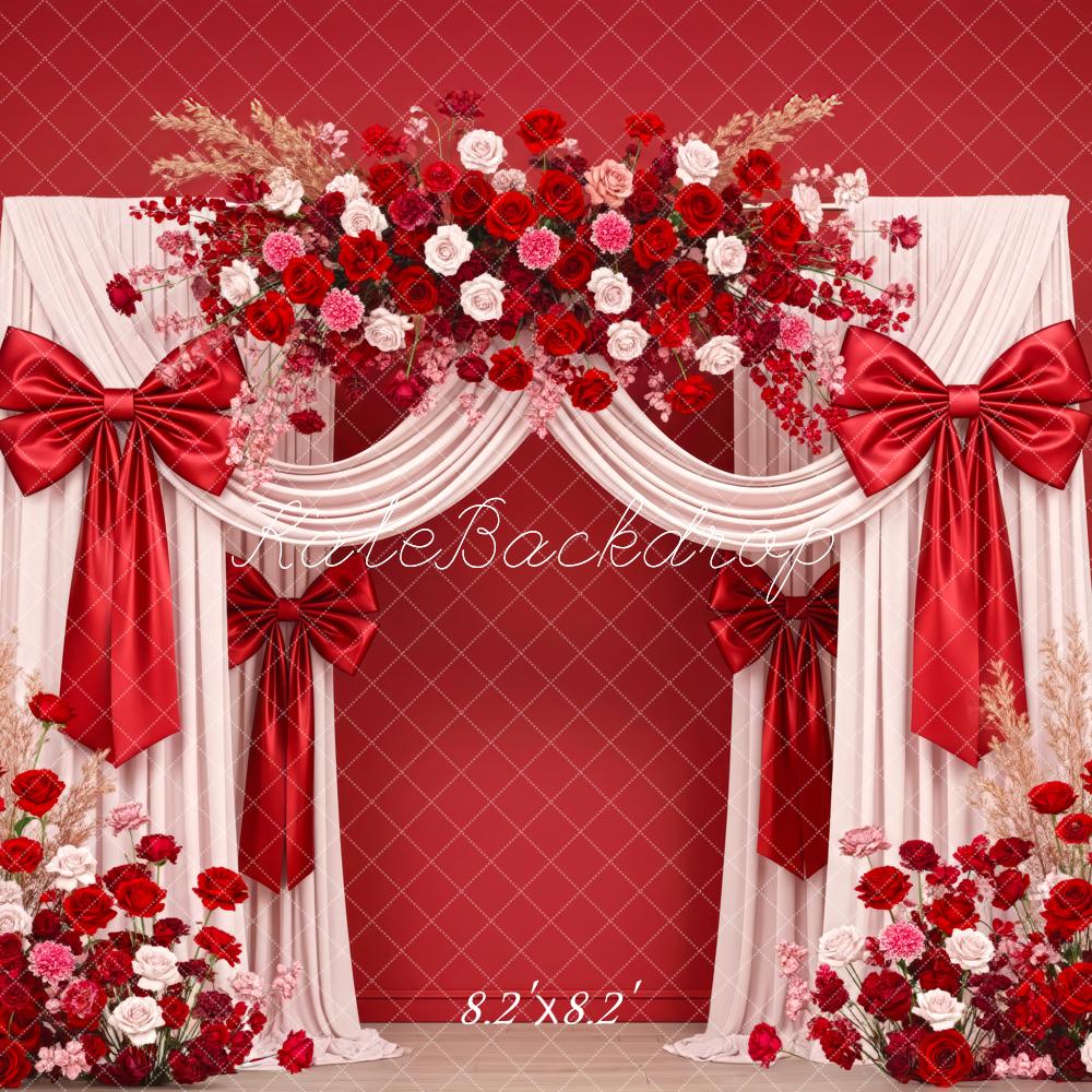 TEST Kate Mother's Day Red Flower Arch Drapes Bows Backdrop Designed by Patty Roberts