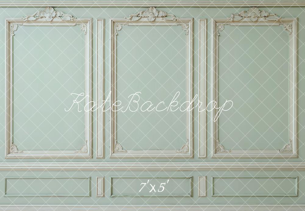 Kate Retro Light Green Ornate Panel Wall Backdrop Designed by Kate Image