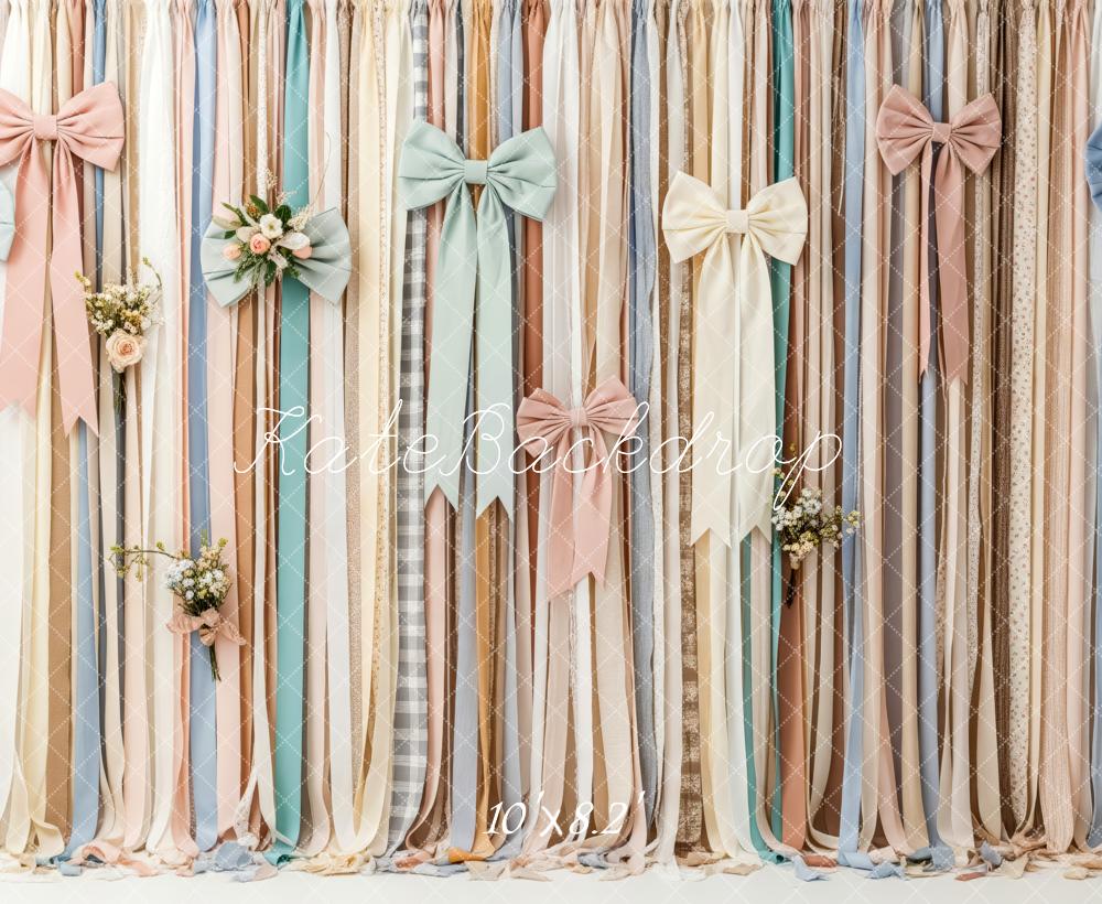 Kate Pastel Ribbon Wall Bows and Flowers Backdrop Designed by Patty Roberts