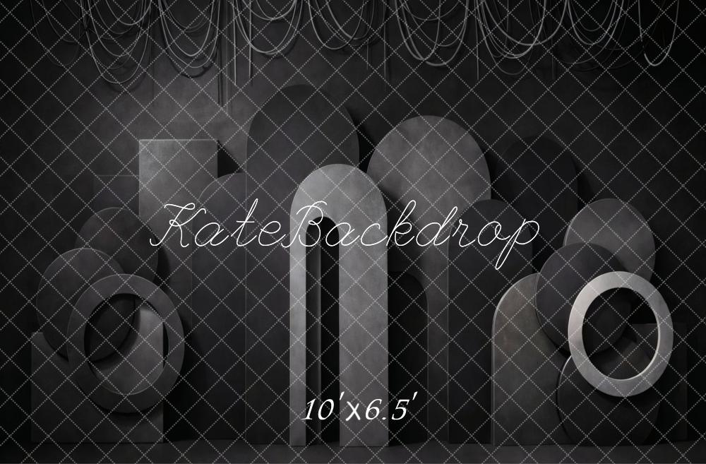 Kate Black Geometric Arch Shapes Printed Backdrop Designed by Vertigo Productions
