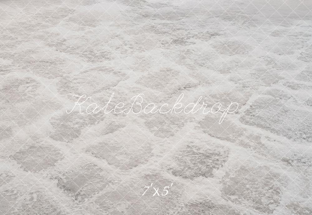 Kate Winter White Snow Cobblestone Floor Printed Backdrop Designed by Emetselch