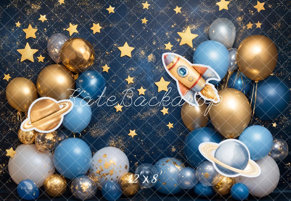 Kate Cake Smash Space Rocket Balloon Backdrop Designed by Emetselch
