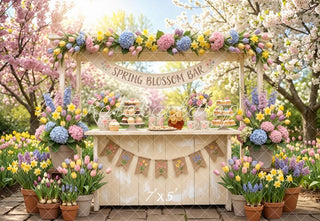 Kate Spring Blossom Bar Floral Stand Garden Printed Backdrop Designed by Emetselch