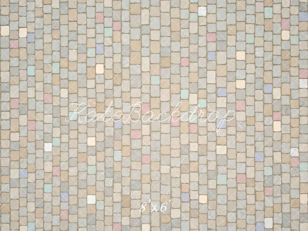 Kate Pastel Cobblestone Floor Printed Backdrop Designed by Mini MakeBelieve