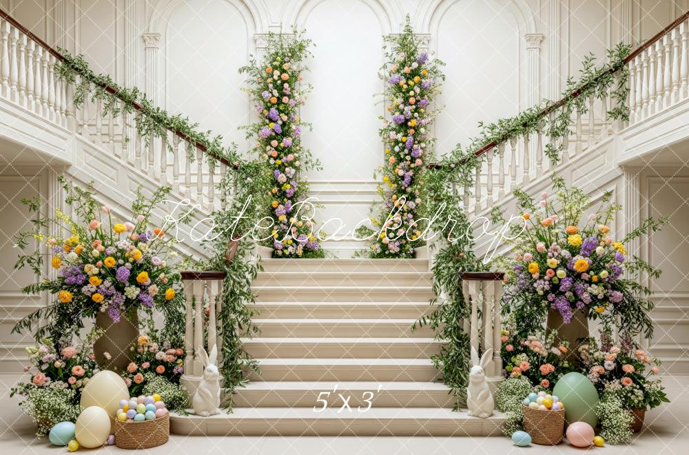 Kate Easter Cascading Stairs Floral Eggs Backdrop Designed by Patty Roberts