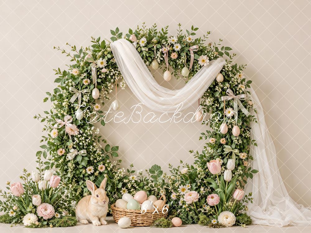 Kate Easter Eggs Flower Arch Drapes Bunny Printed Backdrop Designed by Emetselch