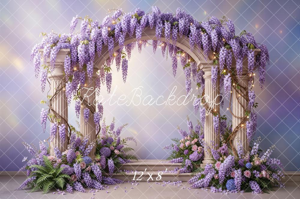 Kate Spring Flower Arch Wisteria Columns Backdrop Designed by Emetselch
