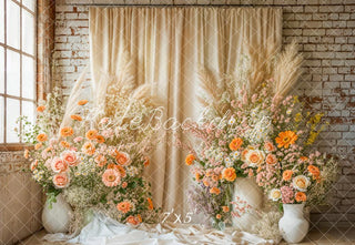 Drapes Florales Boho Vintage Fondo de Pared Designed by Emetselch