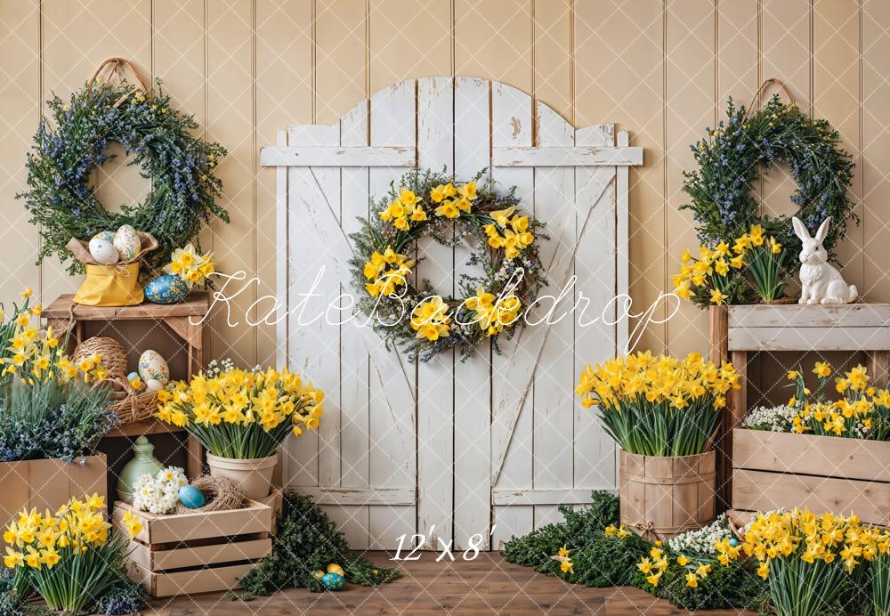 Backdrop per Porta Florale Gialla con Coniglio di Pasqua Progettato da Emetselch