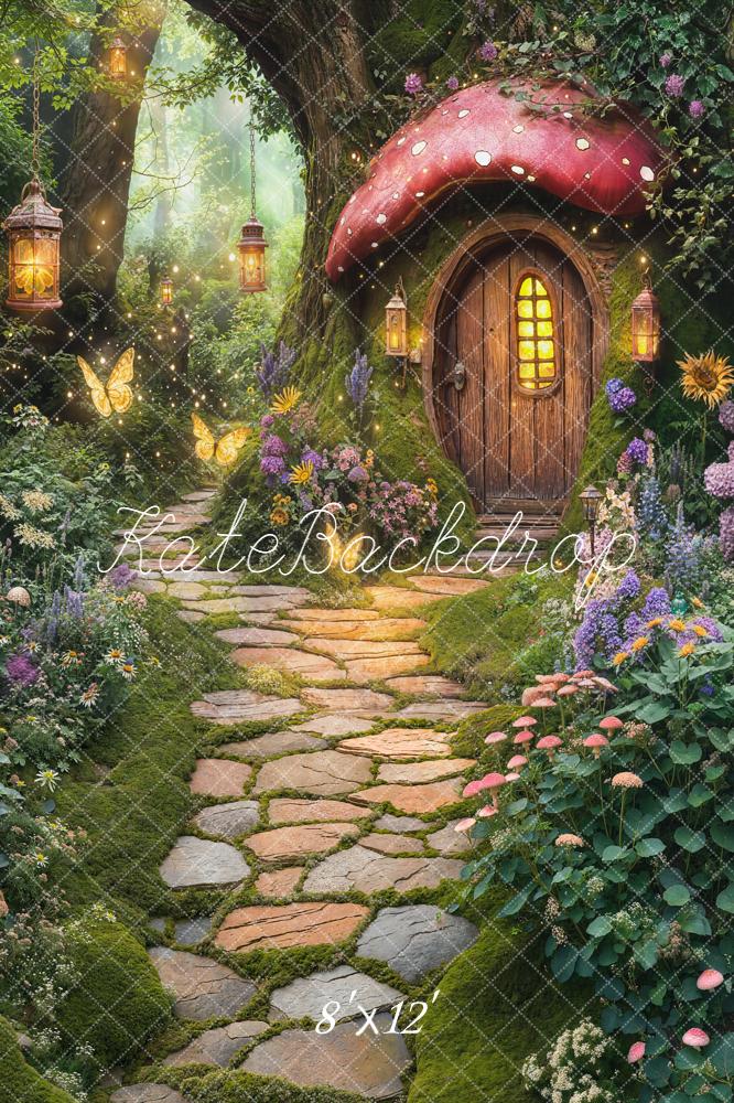 Kate Fairy Fantasy Mushroom House Stone Path Forest Backdrop Designed by Chain Photography