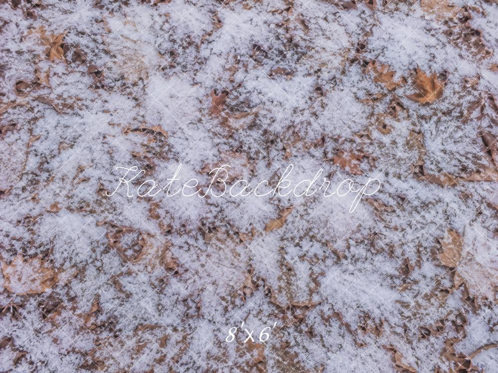 Kate Winter Snowy Leaves Floor Printed Backdrop Printed Backdrop Designed by Vertigo Productions