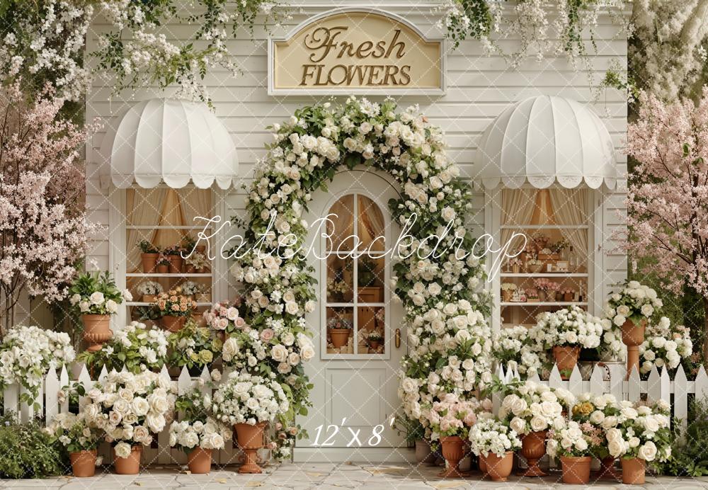 SALE Kate Spring Flower Arch White Shop Picket Fence Backdrop Designed by Emetselch