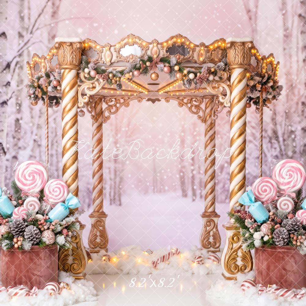 Kate Christmas Gateway Candy Snowy Forest Printed Backdrop Designed by Patty Roberts
