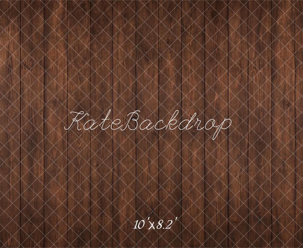Kate Dark Brown Wood Pattern Floor Printed Backdrop Printed Backdrop Designed by Emetselch