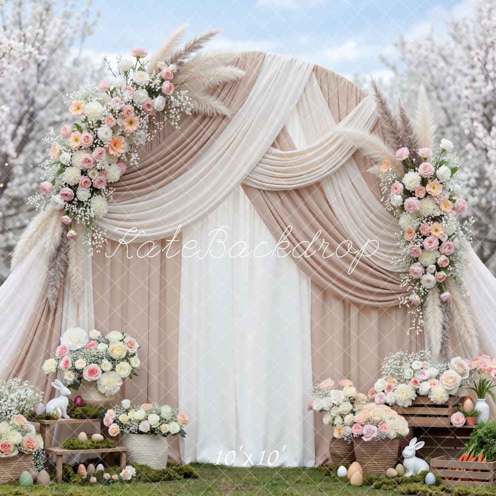 Kate Easter Bunny Flower Arch Pastel Eggs Blossoms Backdrop Designed by Mini MakeBelieve