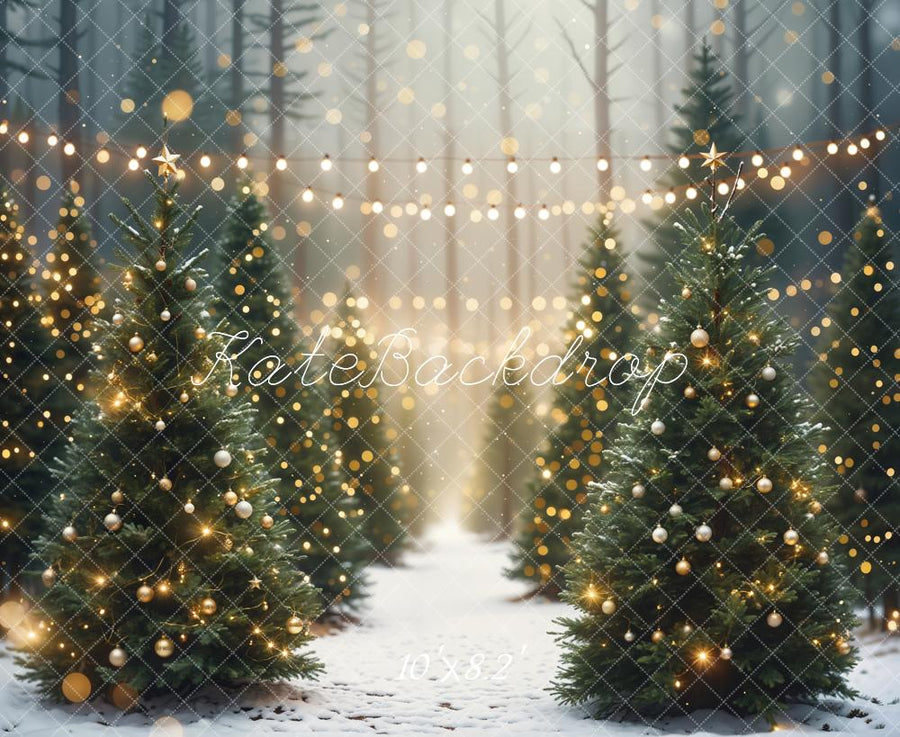 Elegant Festive Winter Christmas Trees Backdrop
