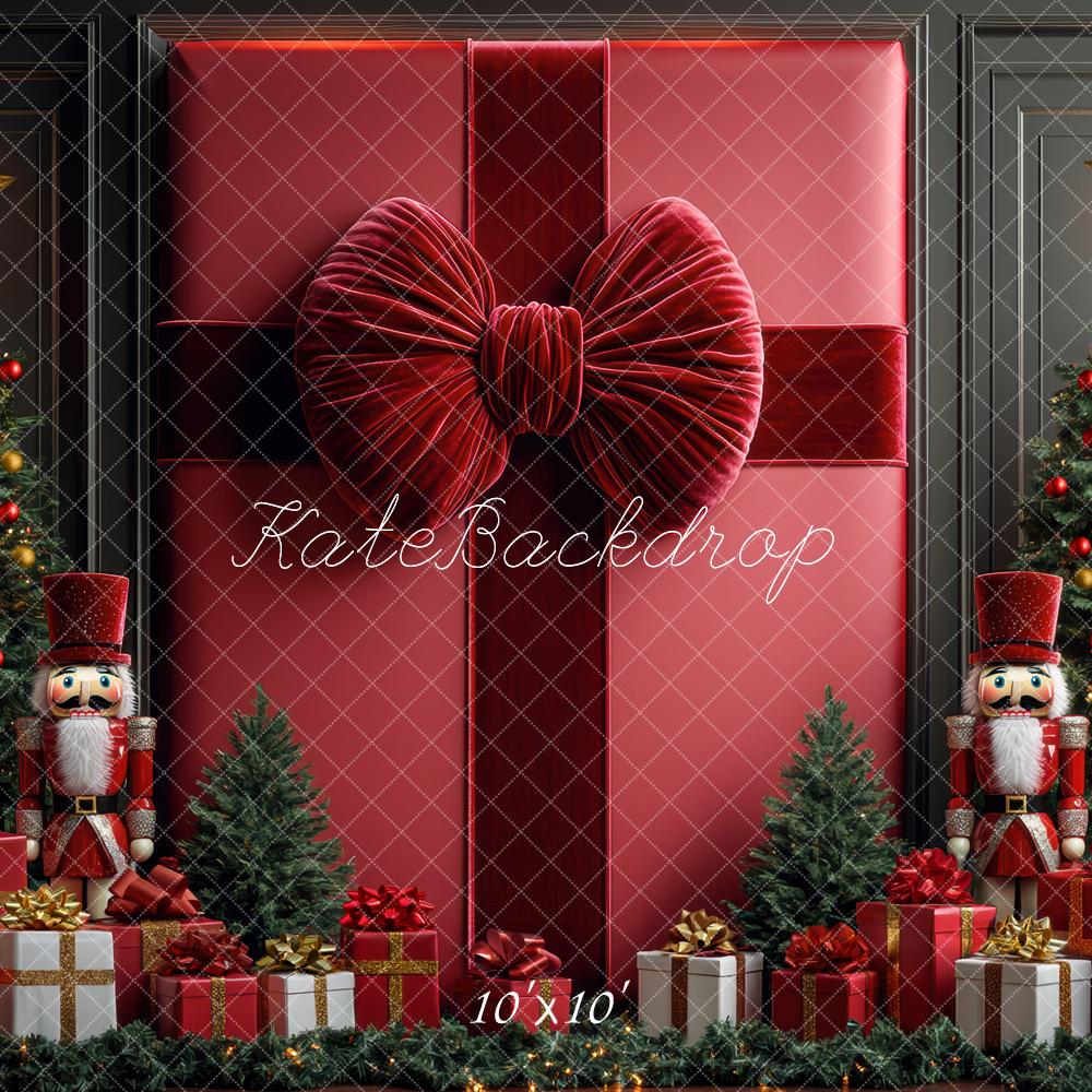 Fondo de Árboles de Rompecabezas de Regalo Rojo de Navidad Designed by Mini MakeBelieve