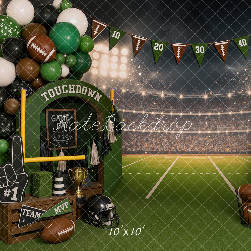 Kate Sports Football Birthday Stadium Balloons Gifts Printed Backdrop Designed by Shutter Swan Studios