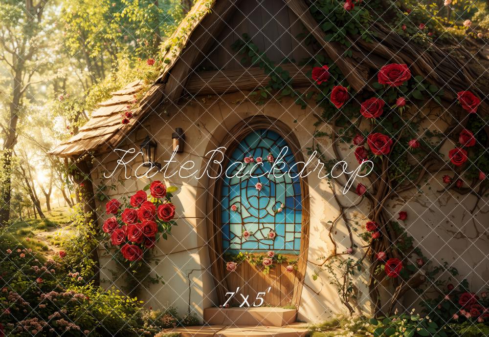 Fondo de Rosas de Cabaña de Hada Valentine Diseñado por Emetselch