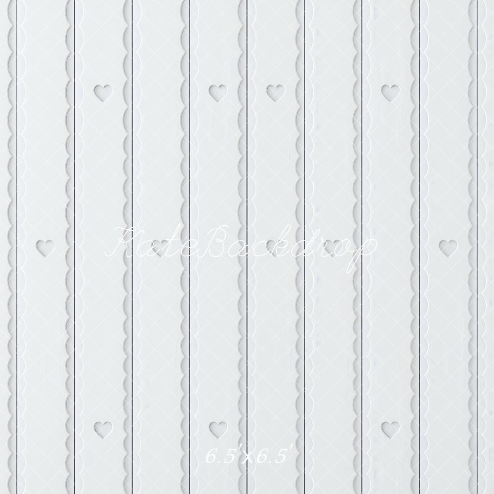 Kate White Scalloped Heart Retro Wall/Floor Backdrop Designed by Mini MakeBelieve