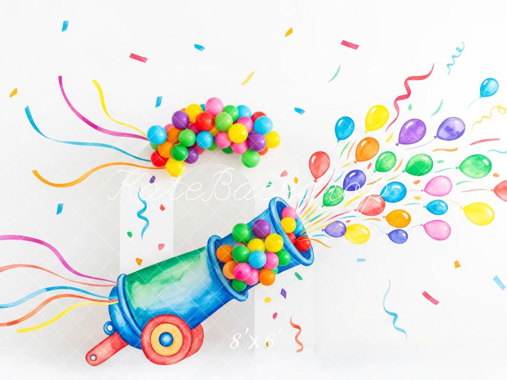 Kate Cake Smash Colorful Confetti Explosion Balloon Backdrop Designed by Patty Roberts