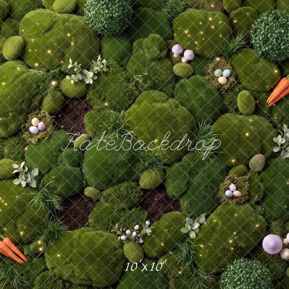 Kate Easter Bunny Moss Carrots Eggs Floor Backdrop Designed by Mini MakeBelieve
