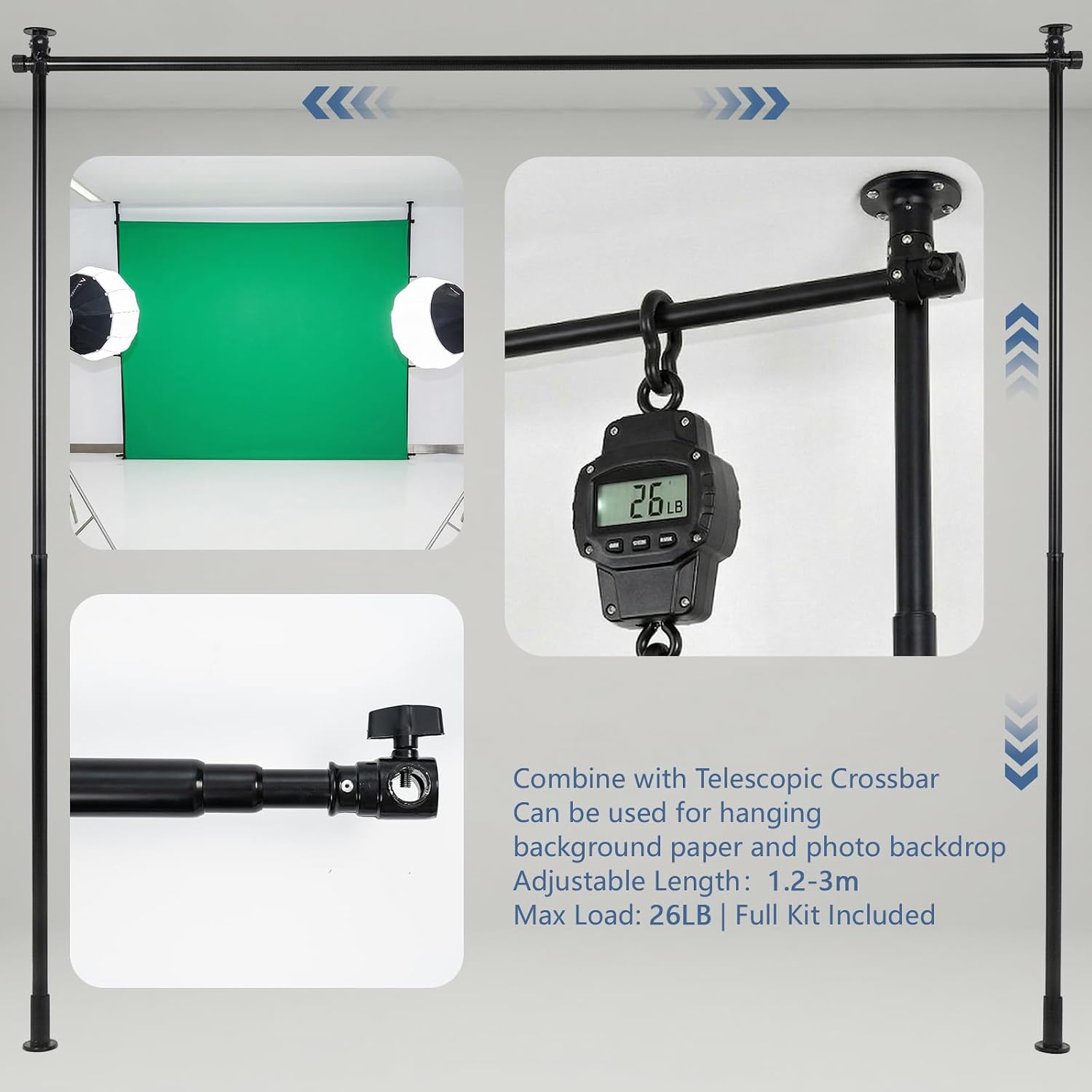 Kate Backdrop 10x10ft Heavy Duty Support Kit Celling to Floor to Ceiling