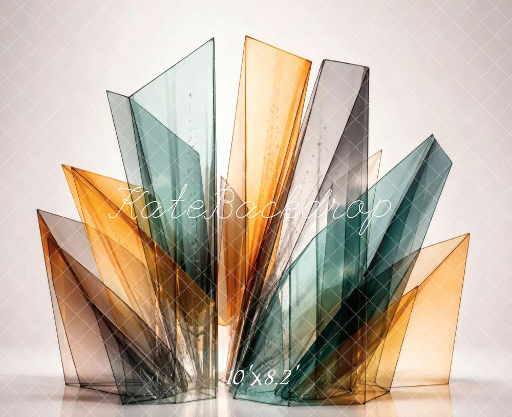 Kate Abstract Geometric Glass Shapes Printed Backdrop Designed by Vertigo Productions