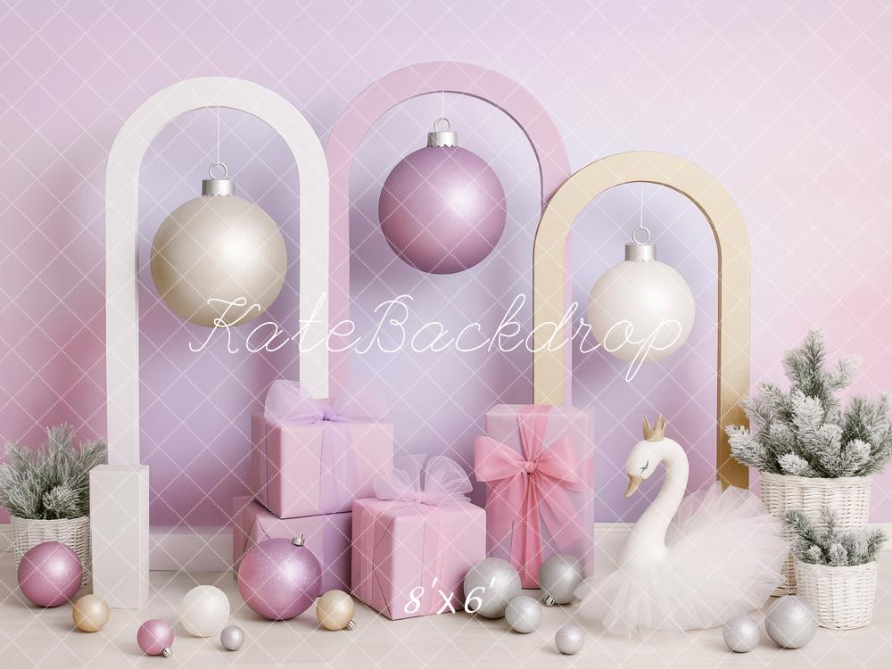 Kate Christmas Swan Ornament Purple Backdrop Designed by Patty Roberts