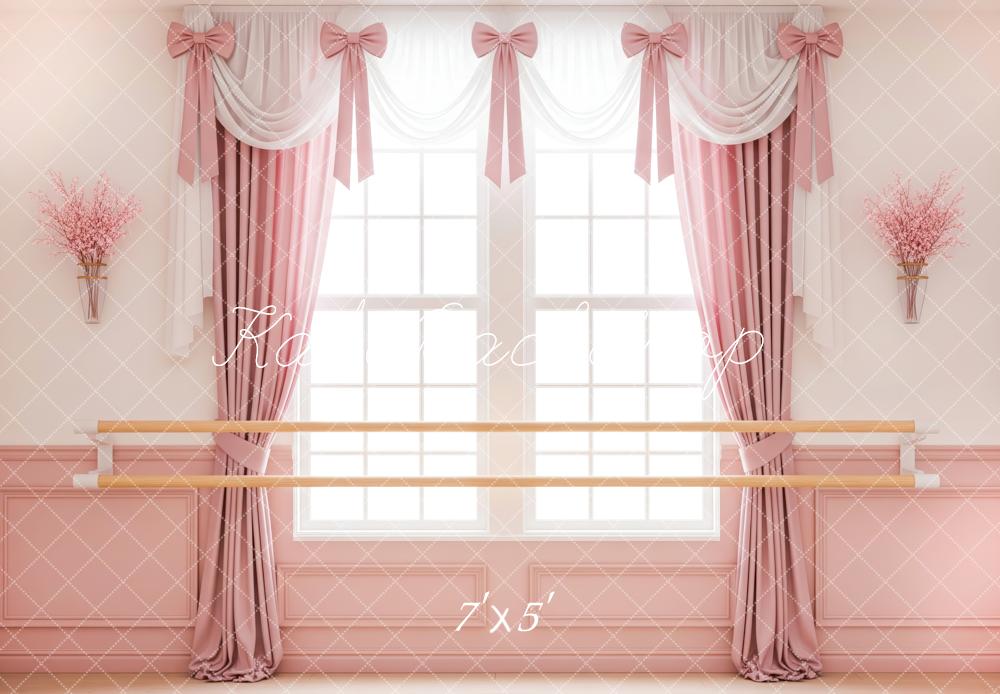 Kate Pink Ballet Barre Window Curtains Backdrop Designed by Patty Roberts