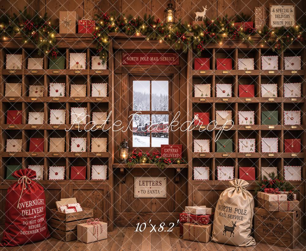 Kate Christmas North Pole Mail Room Letters Garland Printed Backdrop Designed by Emetselch