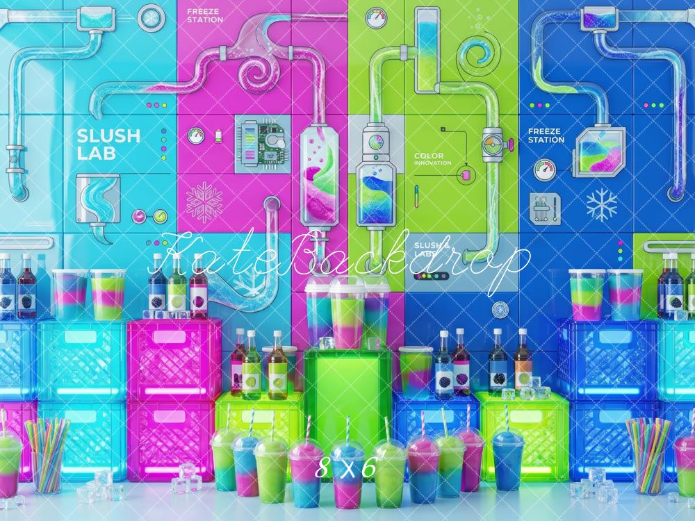 Kate Colorful Slush Lab Rainbow Drinks Science Wall Printed Backdrop Designed by Patty Roberts